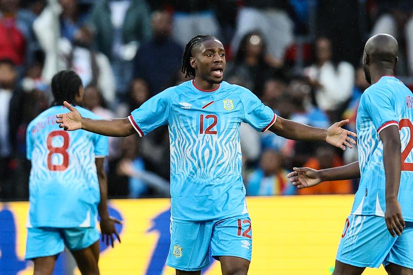 Congolese Joris Kayembe pictured during a friendly soccer game between the national teams of DR Congo and Denmark, Wednesday 03 June 2026 in Liege, in preparation of the upcoming the 2026 World Cup. BELGA PHOTO BRUNO FAHY