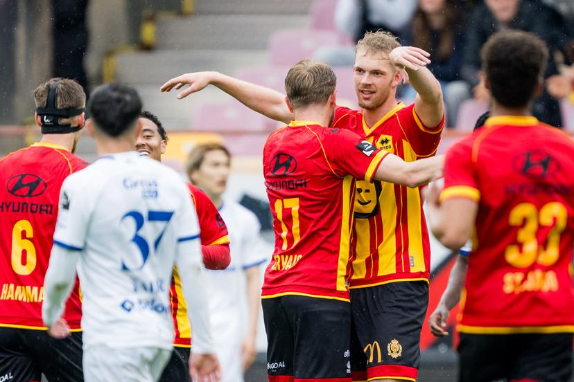 Mechelen's Bouke Boersma celebrates after scoring during a soccer match between KV Mechelen and KAA Gent, Sunday 03 May 2026 in Mechelen, on the sixth day of the Champion's Play-offs of the 2025-2026 'Jupiler Pro League' first division of the Belgian championship. BELGA PHOTO JASPER JACOBS