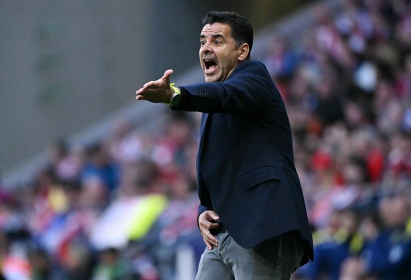 Girona's Spanish coach Michel reacts during the Spanish league football match between Club Atletico de Madrid and Girona FC at the Metroplitano stadium in Madrid on May 17, 2026.  Javier SORIANO / AFP