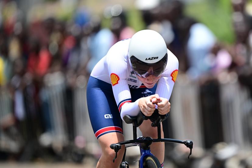 British Erin Boothman pictured in action during the Women Junior Individual Time Trial race (18,3km) at the cycling road world championships, in Kigali, Rwanda, Tuesday 23 September 2025. The 2025 UCI Road World Championships take place from 21 to 28 September in Kigali, Rwanda. BELGA PHOTO DIRK WAEM