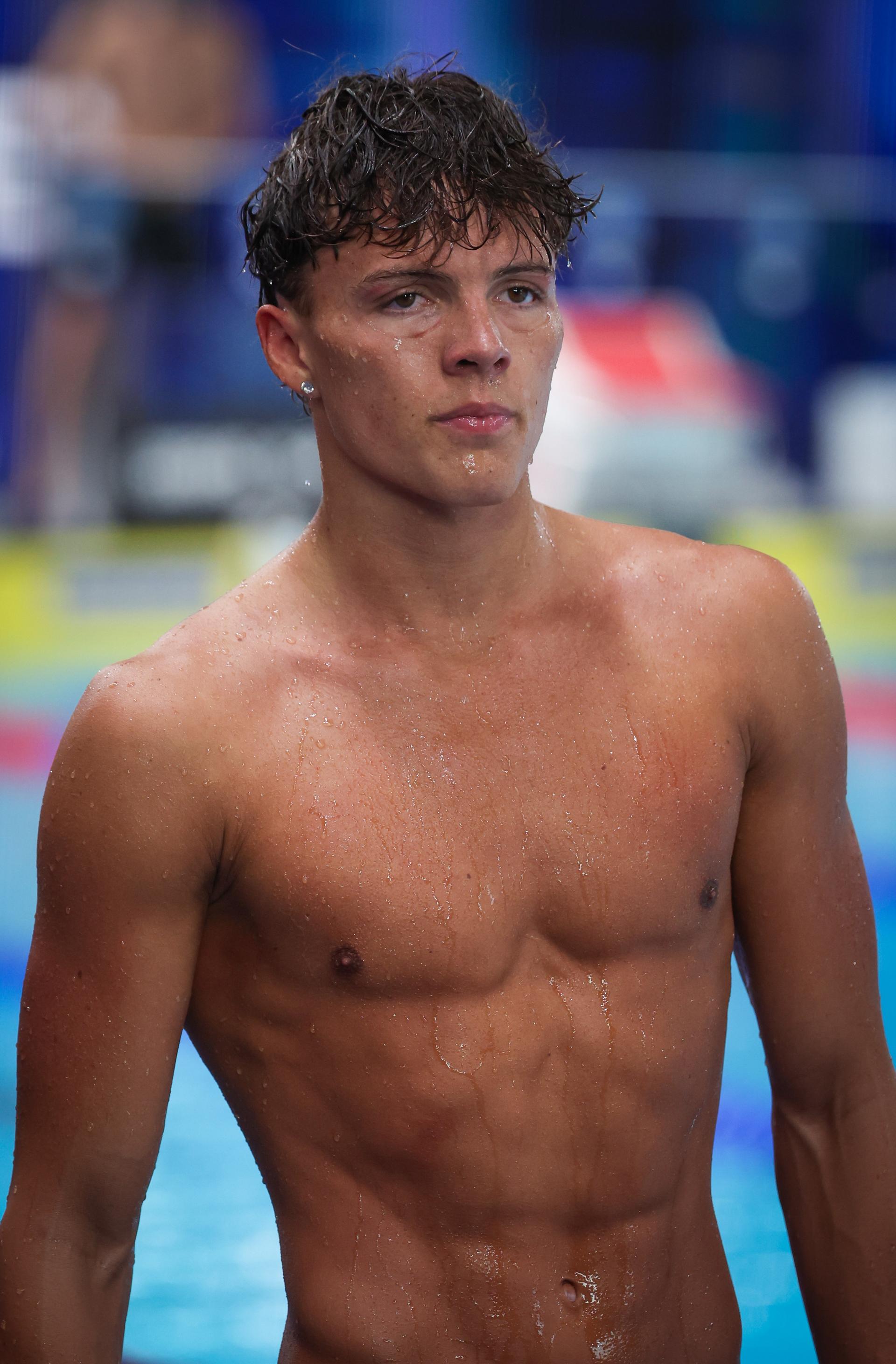 Belgian Simon Laviolette pictured after the heats of the Men's 400m Individual Medley, at the European Aquatics Championships in Paris, France on Sunday 09 August 2026. BELGA PHOTO VIRGINIE LEFOUR