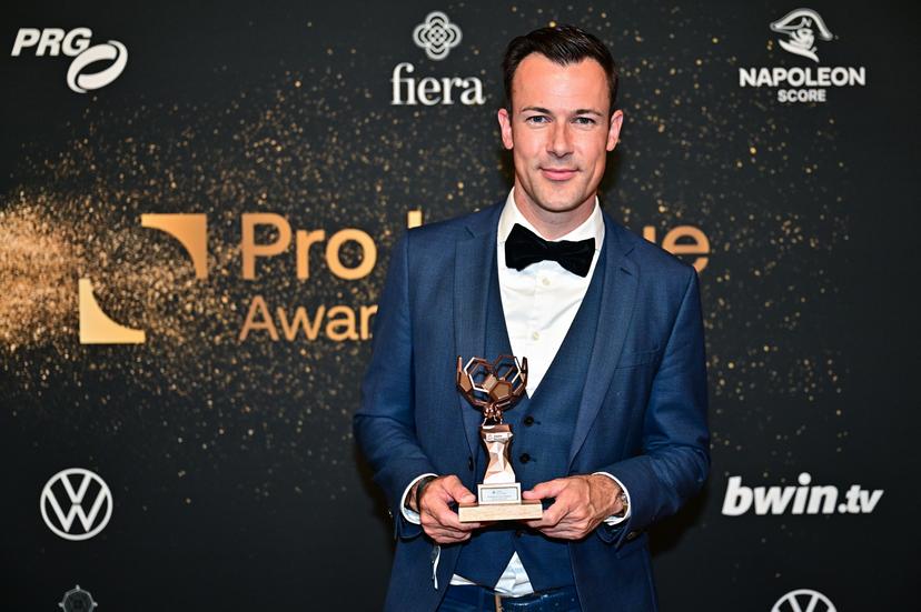 referee Bram Van Driessche poses for the photographer during the Pro League Awards 2026, for the best players in the 1st and 2nd divisions of the 2025-2026 Belgian soccer championships, on Monday 25 May 2026, in Antwerp. BELGA PHOTO DIRK WAEM