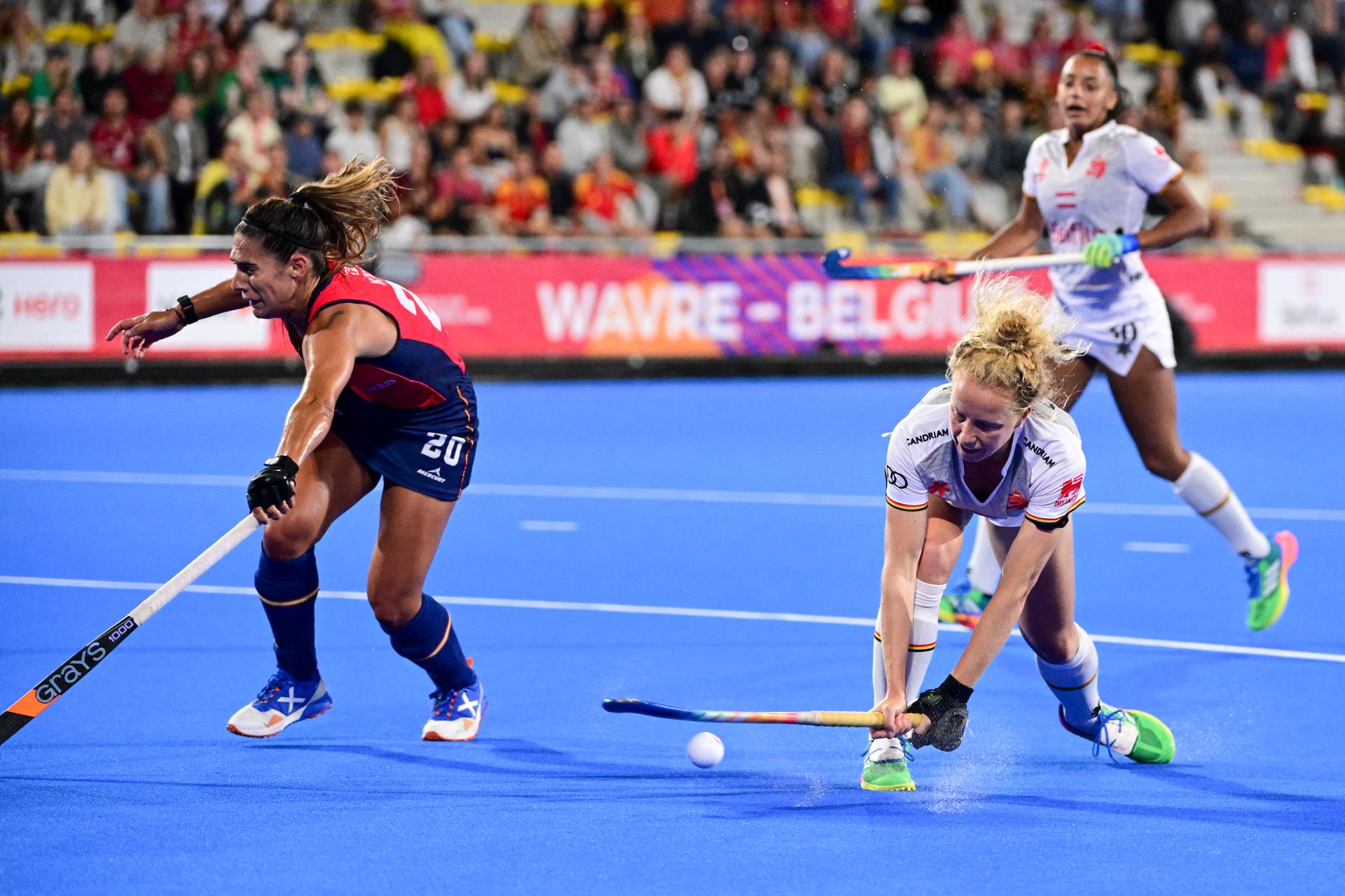Belgium's Michelle Struijk pictured during a field hockey game between Belgian national team Red Panthers and Spain during the group stage of the women's 2026 Hockey World Cup, on Tuesday 18 August 2026, in Wavre. The 2026 edition of the Hockey World Cup takes place in Belgium and The Netherlands from August 15 to August 30. BELGA PHOTO DIRK WAEM