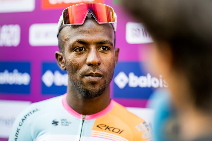Eritrean Biniam Girmay of NSN Cycling Team pictured during the team presentation ahead of the Baloise Belgium Tour cycling race, in Scherpenheuvel-Zichem, Tuesday 16 June 2026. The Baloise Belgium Tour takes place from 17 to 21 June. BELGA PHOTO JASPER JACOBS