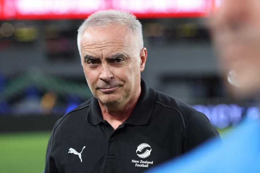 New Zealand's coach Darren Bazeley looks on during the international friendly football match between New Zealand and Chile at Eden Park in Auckland on March 30, 2026.  Michael Bradley / AFP