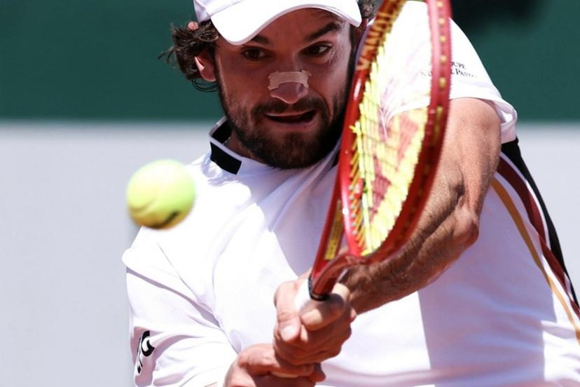 Monaco's Valentin Vacherot plays a forehand return to France's Thomas Faurel during their men's singles match on day 3 of the French Open tennis tournament at the Roland-Garros Complex in Paris on May 26, 2026.  Alain JOCARD / AFP