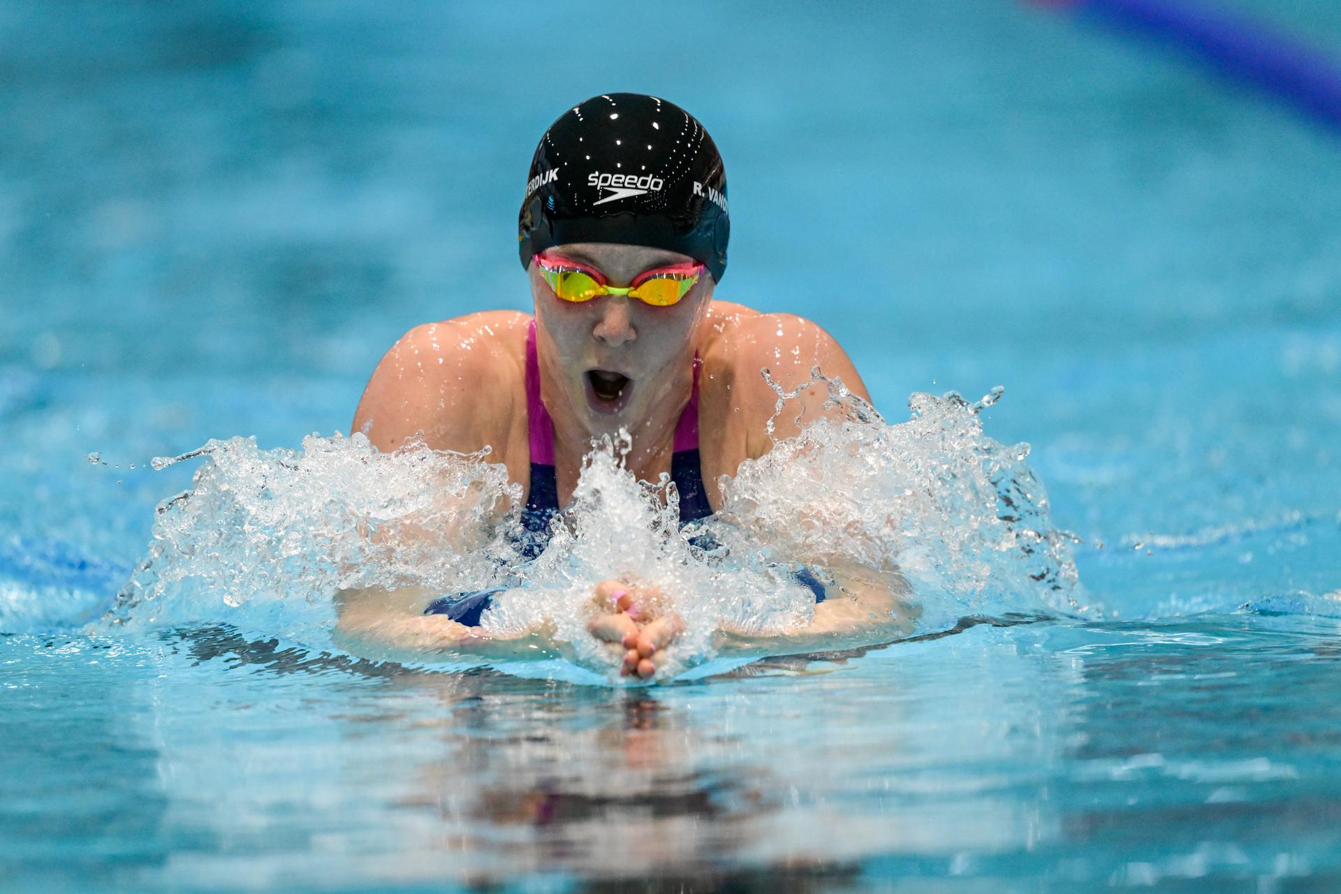 Belgian Roos Vanotterdijk pictured in action during the women's 200m breaststroke at the Open Belgian Swimming Championships 2026 (15-17/05), in Antwerp, on Sunday 17 May 2026. BELGA PHOTO DAVID PINTENS