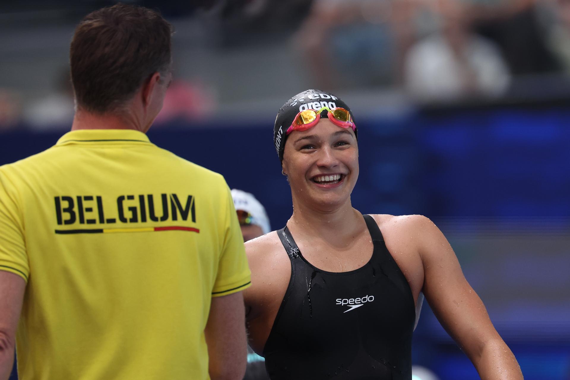Belgian Sarah Dumont pictured during the semifinals of the Women's 200m Butterfly on the sixth day of  the European Aquatics Championships in Paris, France on Saturday 15 August 2026. BELGA PHOTO VIRGINIE LEFOUR