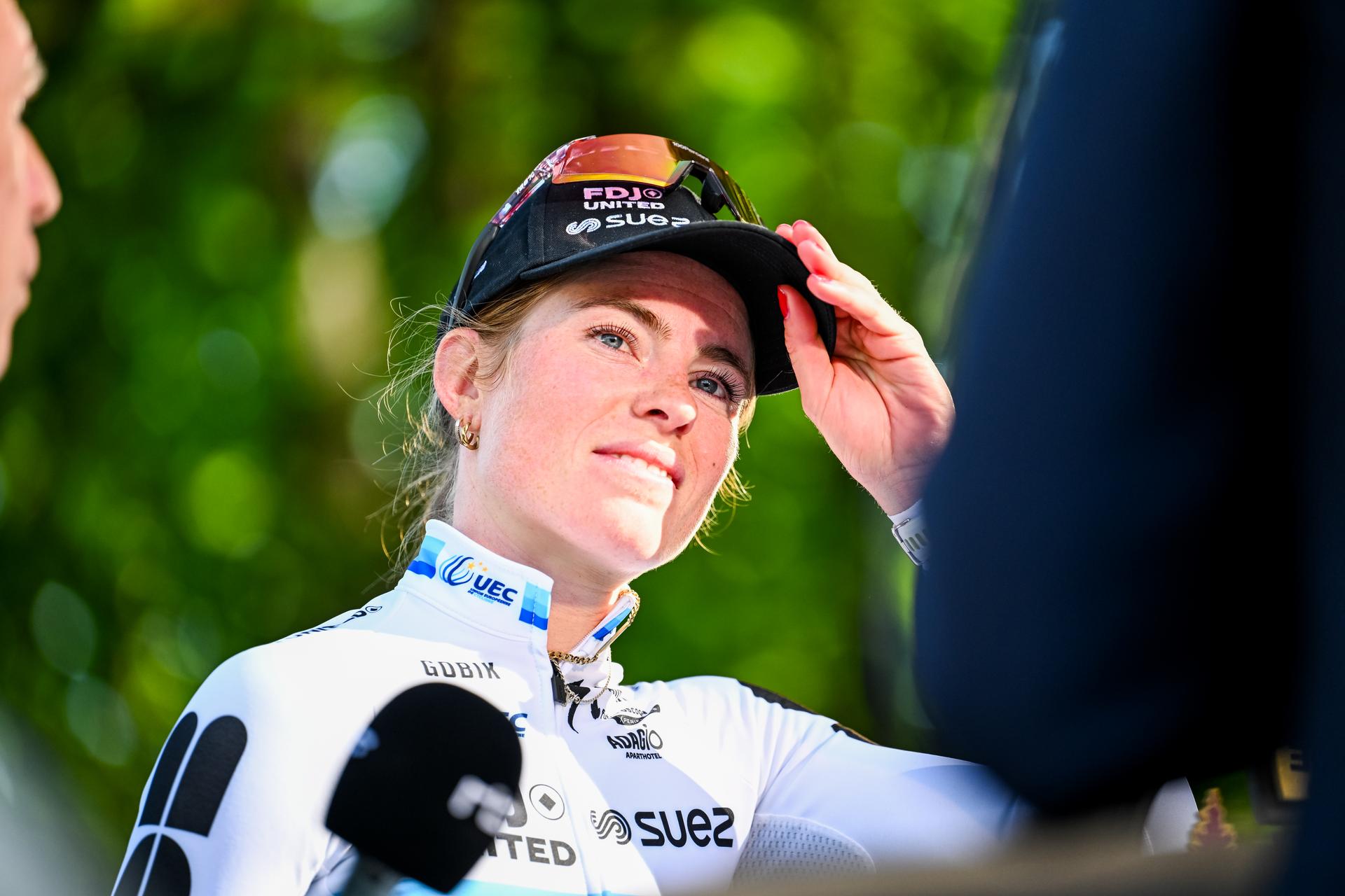 Dutch Demi Vollering of FDJ United-SUEZ pictured after the women elite race of the Liege-Bastogne-Liege UCI World Tour one day cycling race, 156km from Bastogne to Liege, Sunday 26 April 2026. BELGA PHOTO ERIC LALMAND