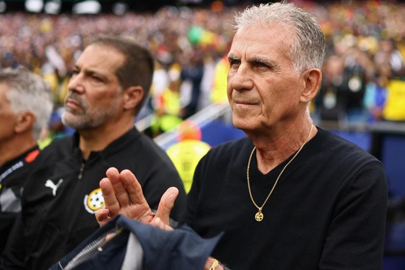 Ghana's Portuguese head coach Carlos Queiroz applauds prior to the 2026 World Cup Group L football match between England and Ghana at the Boston Stadium in Foxborough on June 23, 2026.   CHARLY TRIBALLEAU / AFP