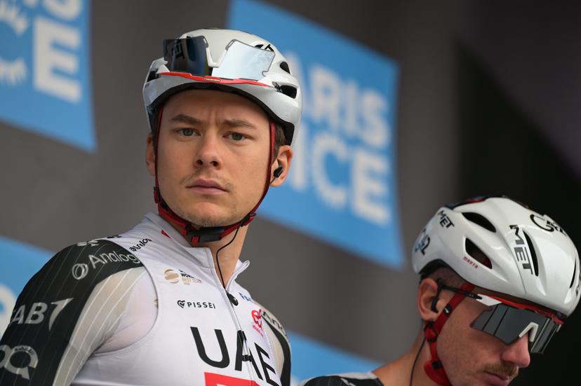 Belgian Rune Herregodts of UAE Team Emirates XRG pictured at the start of the first stage of 84th edition of the Paris-Nice cycling race, 170,9 km from Archeres to Carrieres-sous-Poissy, Sunday 08 March 2026. BELGA PHOTO DAVID PINTENS