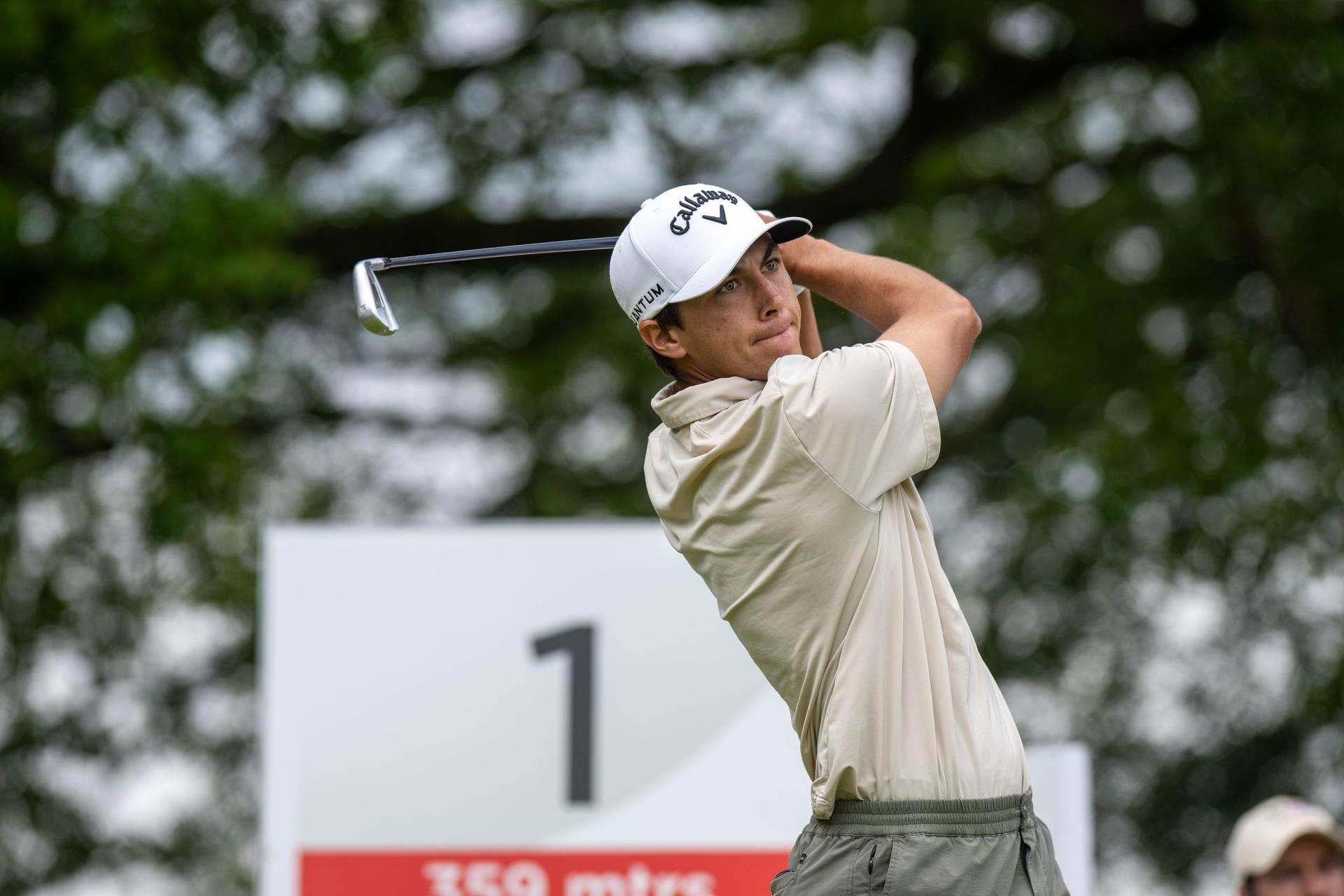 Belgian Matthis Besard pictured in action during the first round (1/4) of the 2026 Soudal Open DP World Tour golf tournament in Schilde, Thursday 21 May 2026. The Soudal Open takes place from 21 to 24 May at the Rinkven Golf Club in Schilde. BELGA PHOTO JONAS ROOSENS