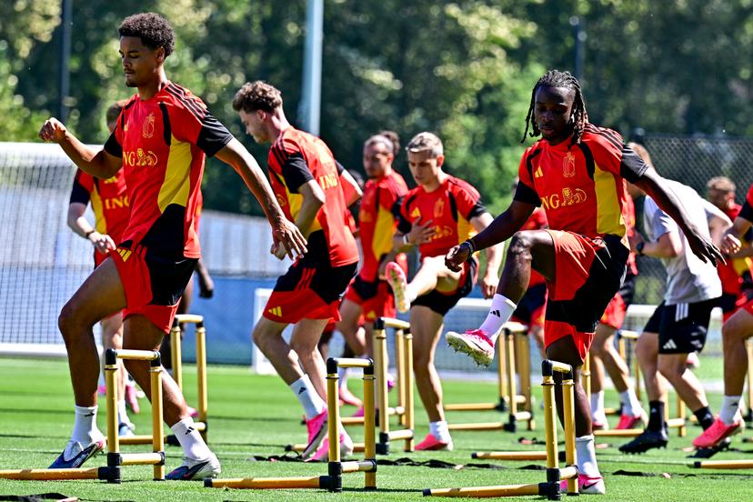 Belgium's Jeremy Doku pictured during a training of Belgian national soccer team Red Devils in their base camp, home of the Seattle Sounders, Renton, Seattle, USA, on Saturday 13 June 2026. The Red Devils prepare for the 2026 FIFA World Cup. BELGA PHOTO DIRK WAEM