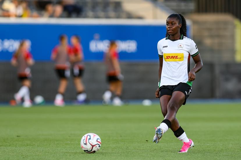 OHL Women's Kadhiya De Ceuster is pictured in action during a game between Oud-Heverlee Leuven Women and Serbian club TSC Backa Topola,  Wednesday 5th of August 2026, in Leuven, a second round qualification game in the UEFA Women's Champions League.  BELGA PHOTO BRUNO FAHY