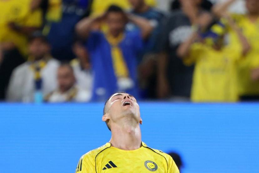 Nassr's Portuguese forward #07 Cristiano Ronaldo reacts during the 2026 AFC Champions League Two final football match between Al-Nassr and Gamba Osaka at the Al-Awwal Park Stadium in Riyadh on May 16, 2026.  Fayez NURELDINE / AFP