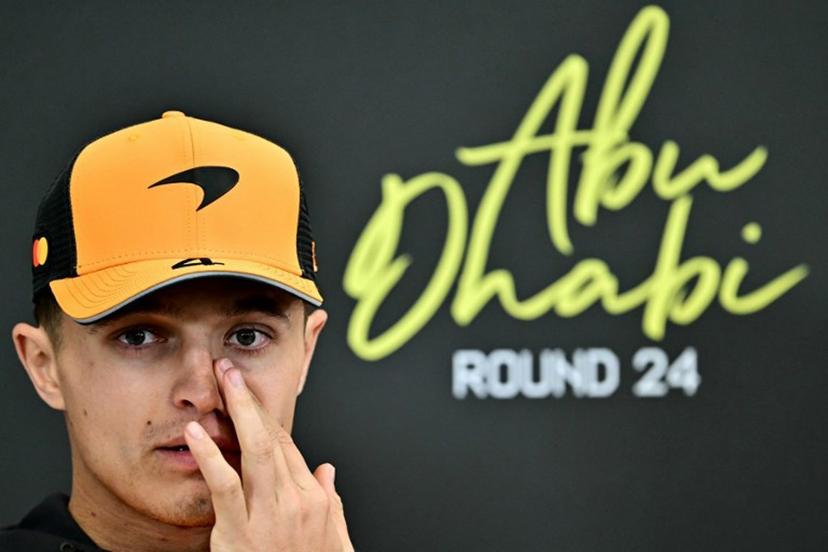 McLaren's British driver Lando Norris attend a press conference ahead of the Abu Dhabi Formula One Grand Prix at the Yas Marina Circuit in Abu Dhabi on December 4, 2025.  Giuseppe CACACE / AFP