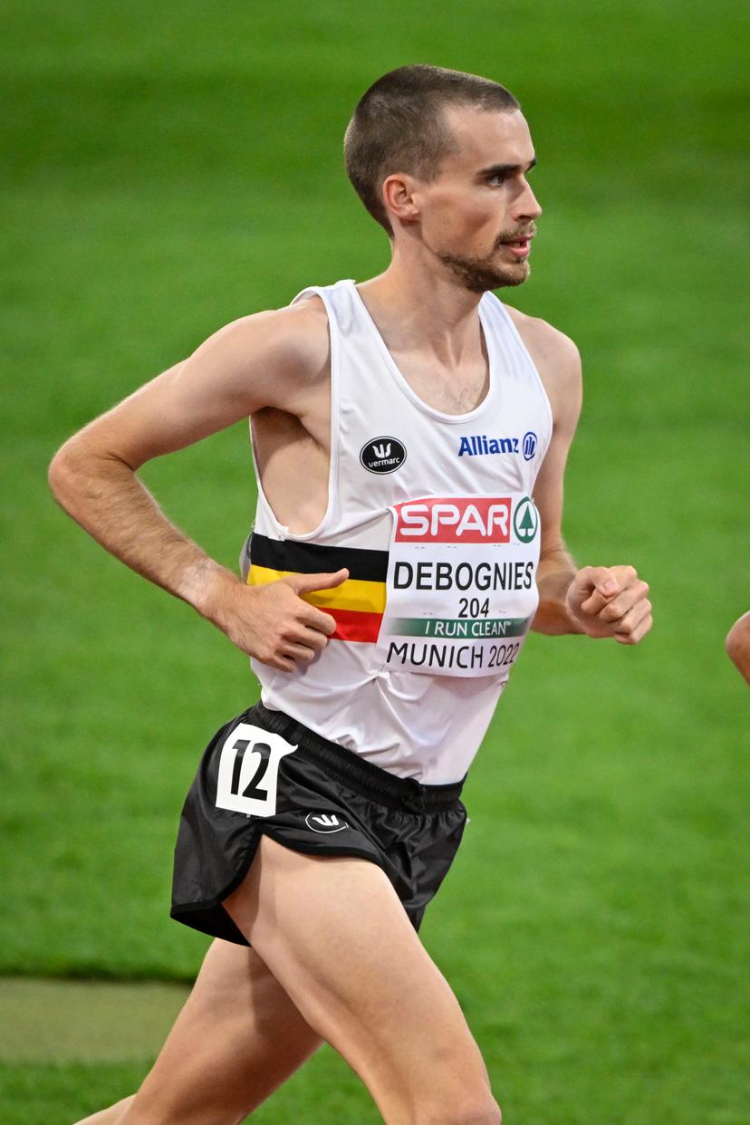 Belgian Simon Debognies pictured in action during the final of the men's 10.000m race during the European Championships athletics, at Munich 2022, Germany, on Sunday 21 August 2022. The second edition of the European Championships takes place from 11 to 22 August and features nine sports. BELGA PHOTO ERIC LALMAND