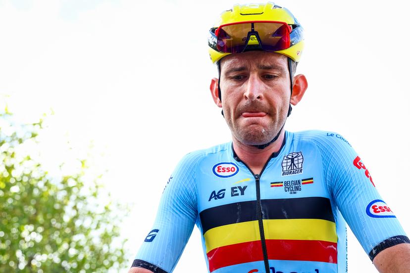 Belgium Tiesj Benoot pictured after the Men Elite raod race, a 202,5 km from Privas to Guilherand-Granges, at the UEC road European cycling championships, Sunday 05 October 2025, France. The European cycling championships Drome-Ardeche takes place from 1 to 5 October, France. BELGA PHOTO DAVID PINTENS