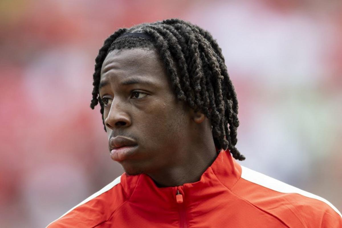 Switzerland's midfielder #9 Johan Manzambi poses prior a friendly match between Switzerland and Jordania ahead of the 2026 FIFA World Cup football tournament at the Kybunpark stadium, in St. Gallen, on May 31, 2026.  Ennio LEANZA / AFP