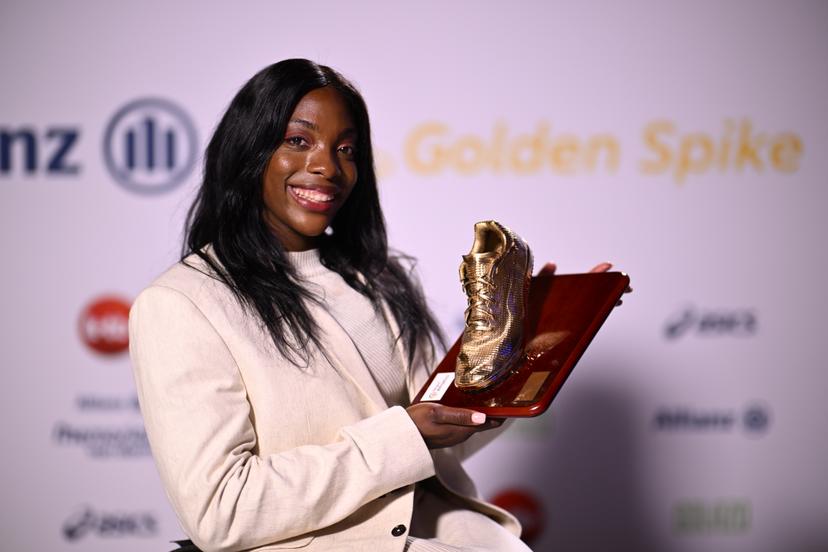 Belgian Naomi Van den Broeck and pictured after the 'Golden Spike' athletics awards ceremony, Friday 06 March 2026 in Mechelen.  BELGA PHOTO JASPER JACOBS
