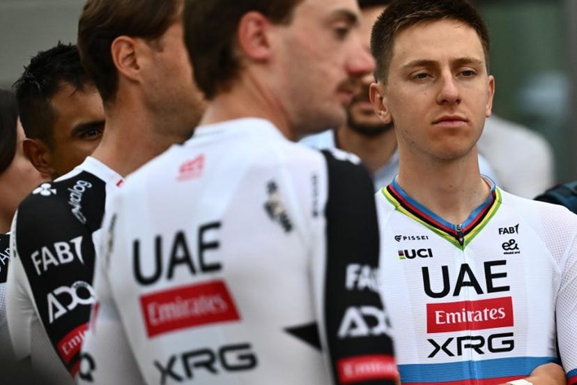 Slovenia's rider Tadej Pogacar of team UAE Emirates - XRG attends the team presentation on the eve of the first stage of the Tour of Switzerland (Tour de Suisse) cycling race, in Sondrio, Italy, on June 16, 2026.  Marco BERTORELLO / AFP