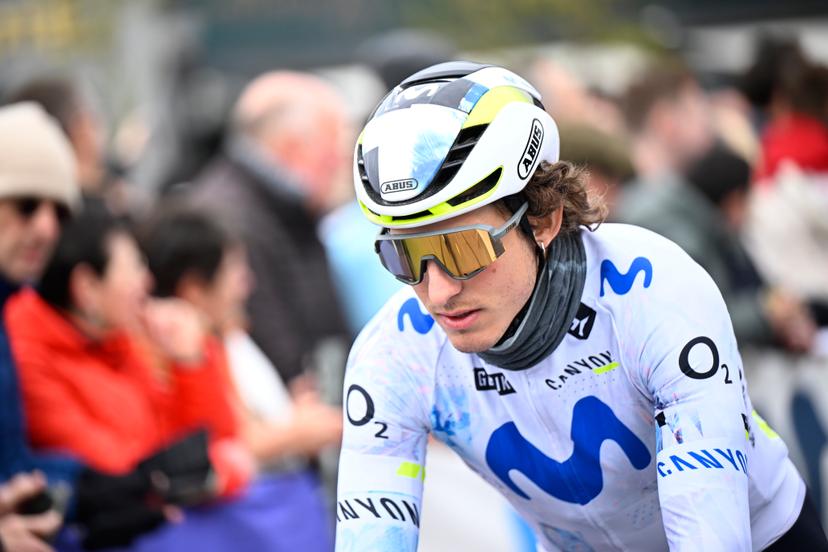 Spanish Ivan Garcia Cortina of Movistar Team pictured at the start of the men elite race of the 'Dwars Door Vlaanderen' cycling event, 184,6km from Roeselare to Waregem, Wednesday 01 April 2026. BELGA PHOTO JASPER JACOBS