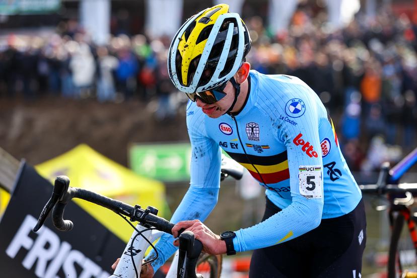 Belgian Antoine Jamin pictured in action during the Men Junior race at the UCI Cyclocross World Championships, in Hoogerheide, The Netherlands on Sunday 05 February 2023. BELGA PHOTO DAVID PINTENS