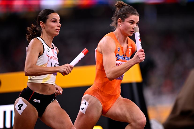 Belgian Camille Laus pictured during the heats of the women's 4x400m relay race, at the World Athletics Championships in Tokyo, Japan, on Saturday 20 September 2025. The outdoor Worlds are taking place from 13 to 21 September. BELGA PHOTO JASPER JACOBS