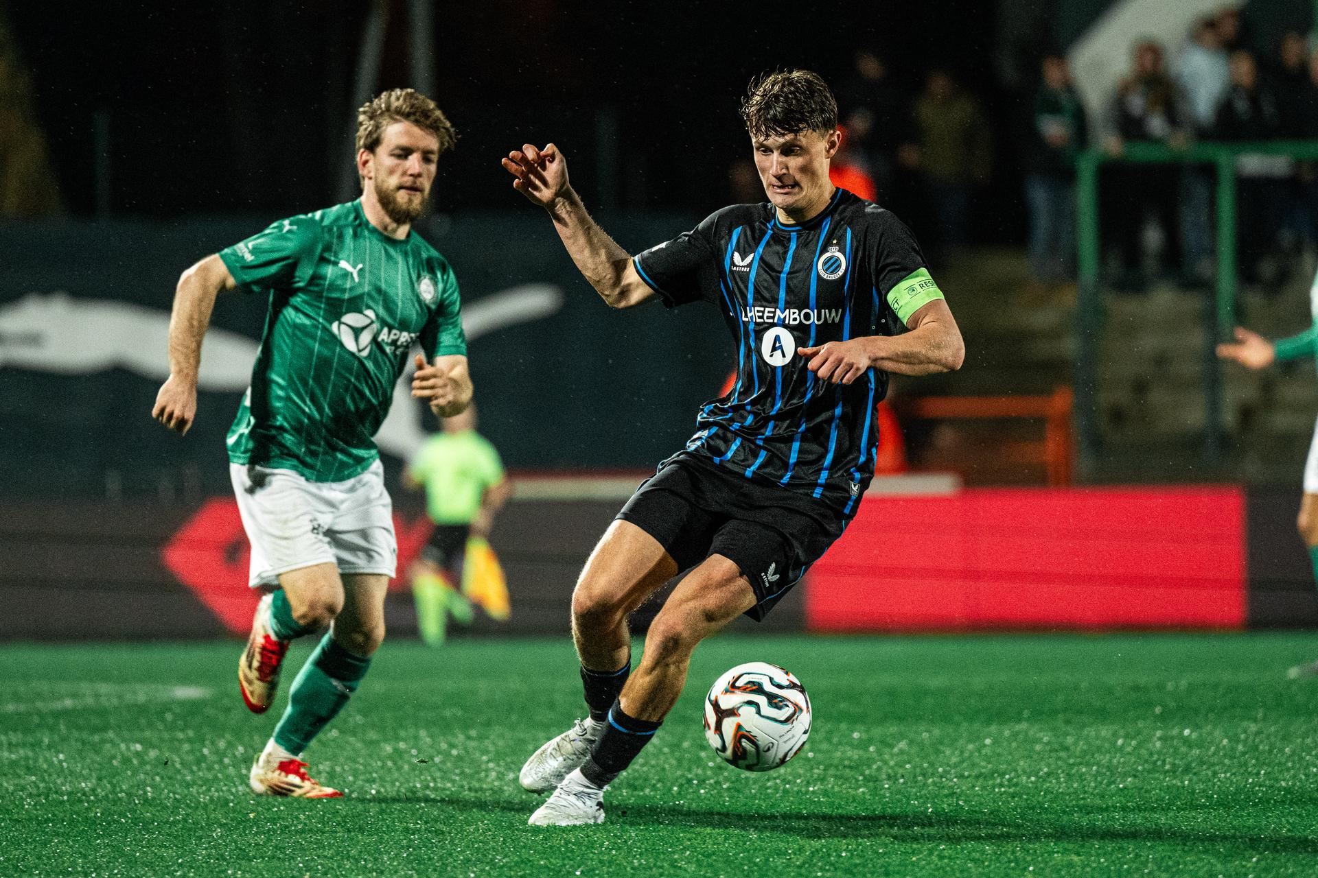 Club's Laurens Goemaere pictured in action during a soccer game between Lommel SK and Club NXT, Saturday 11 April 2026 in Lommel, on day 33 (out of 34) of the 2025-2026 'Challenger Pro League' 1B second division of the Belgian championship. BELGA PHOTO EMILE WINDAL