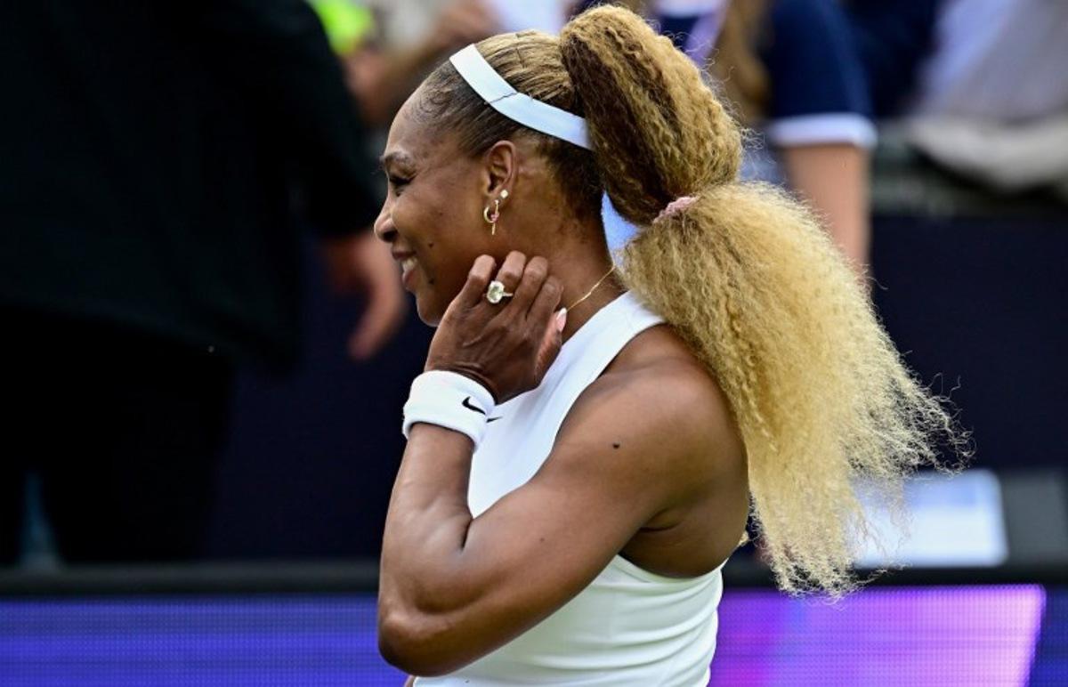 US tennis player Serena Williams reacts after losing with Czech Republic's Karolina Muchova against New Zealand's Erin Routliffe and Mexico's Giuliana Olmos during the women's doubles round of 16 match at the WTA500 Berlin Tennis Open tournament in Berlin on June 16, 2026.  Tobias SCHWARZ / AFP