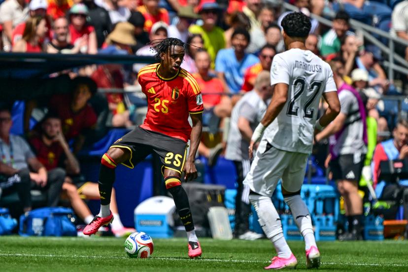 Belgium's Nathan Ngoy pictured in action during a soccer game between Belgian national team Red Devils and Egypt, on Monday 15 June 2026 in Seattle, the first game in the group stage of the FIFA World Cup 2026 in the United States of America. The Diables Rouges - Rode Duivels were drawn into Group G. BELGA PHOTO DIRK WAEM