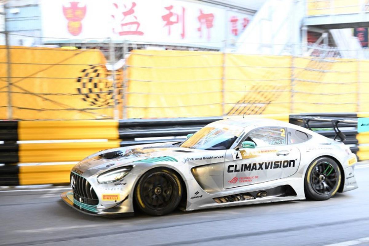 Climax Racing's French driver Jules Jean-Louis Gounon drives his Mercedes-AMG GT3 during the Macau GT Cup - FIA GT World Cup race at the 70th Macau Grand Prix on November 18, 2023.  Peter PARKS / AFP
