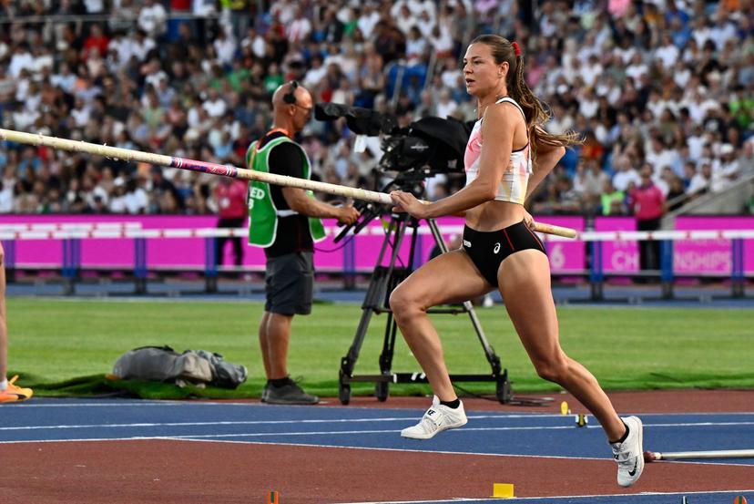 Belgian Elien Vekemans pictured during the women's pole vault event  on the second day of the European Athletics Championships (August 10-18) in Birmingham, United Kingdom, on Tuesday 11 August 2026. BELGA PHOTO ERIC LALMAND
