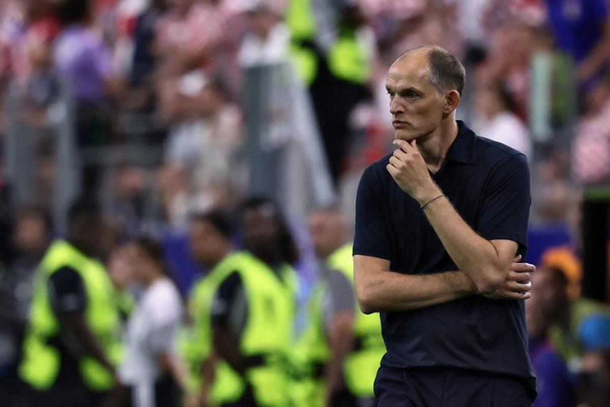 England's German head coach Thomas Tuchel attends the 2026 World Cup Group L football match between England and Croatia at the Dallas Stadium in Arlington on June 17, 2026.   Aric Becker / AFP