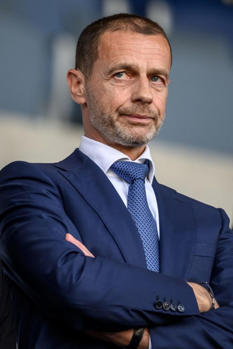 UEFA president Aleksander Ceferin looks on before the UEFA Youth League final football match between Club Brugge and Real Madrid at Stade de la Tuiliere in Lausanne, on April 20, 2026.  Fabrice COFFRINI / AFP