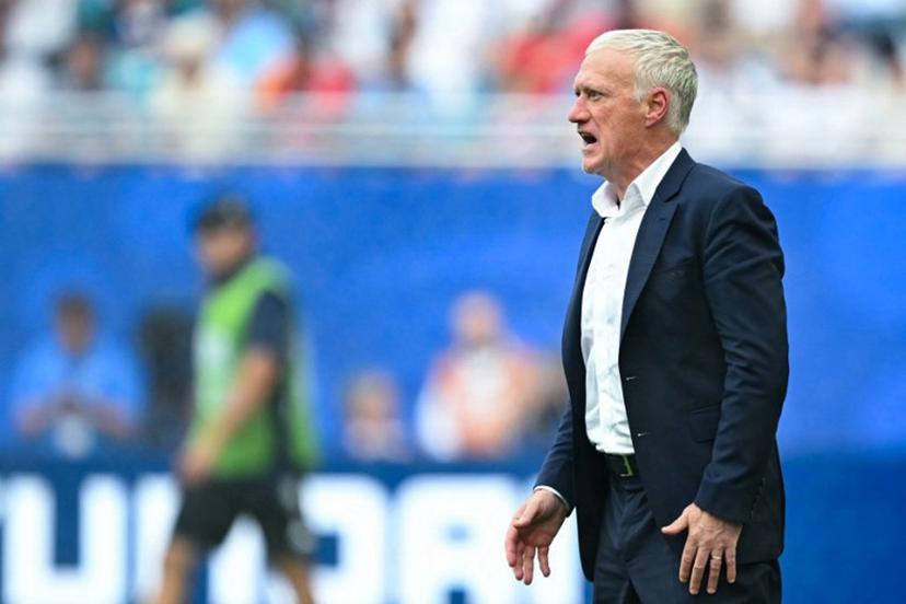 France's head coach Didier Deschamps gestures during the 2026 World Cup football tournament third-place match between France and England at the Miami Stadium in Miami on July 18, 2026.   CHANDAN KHANNA / AFP