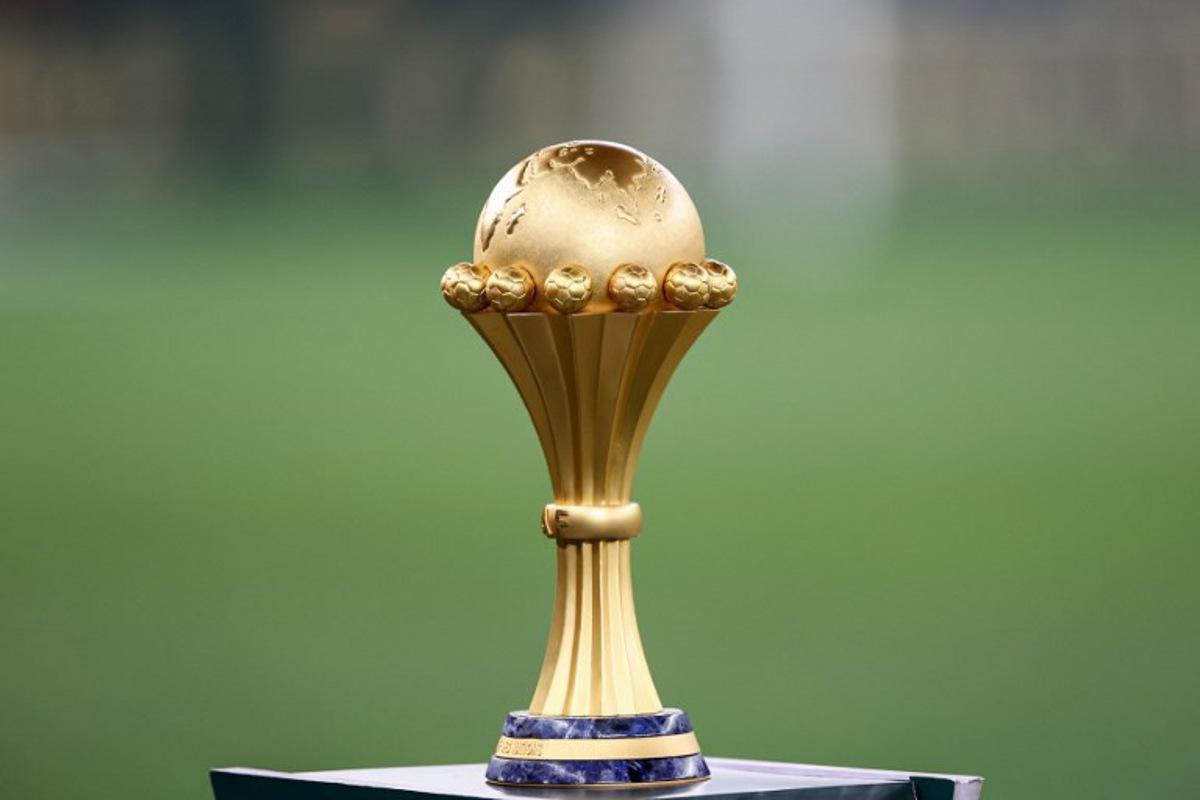 This photograph shows the trophy ahead of the Africa Cup of Nations (CAN) 2024 final football match between Ivory Coast and Nigeria at Alassane Ouattara Olympic Stadium in Ebimpe, Abidjan on February 11, 2024.  FRANCK FIFE / AFP