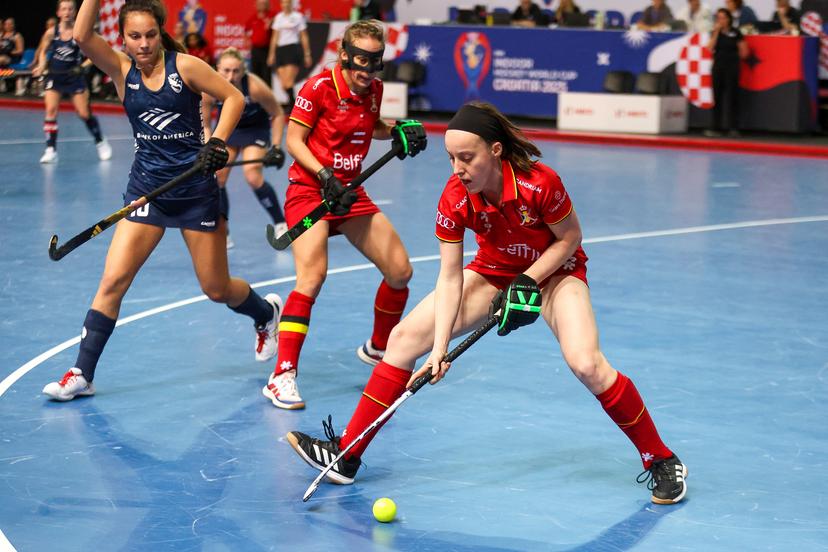 World Indoor Hockey Championship match between Belgium and USA in the Zatika hall on February 08. 2025 in Porec, Croatia. Marie Ronquetti Photo: Srecko Niketic/PIXSELL BENELUX ONLY