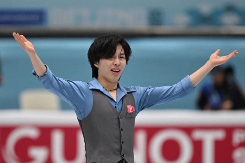 Japan's Kao Miura reacts after competing in the men's free skating at the ISU Four Continents Figure Skating Championships in Beijing on January 25, 2026.  Greg Baker / AFP
