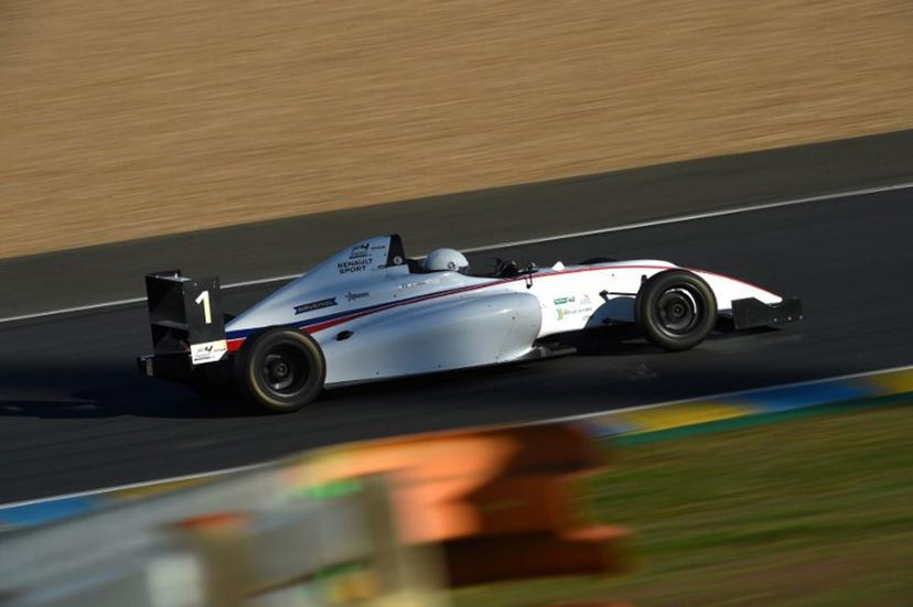 French's pilot Gaspard Simon steers his F4 racing car, during a practice  session at the FFSA Academy, on February 23, 2021, in Le Mans, northwestern France.  The FFSA Academy is the only French piloting company approved by the FFSA (French Motor Sport Federation),  the academy is a training center prepares for the profession of racing driver, competition mechanics or even of piloting instructor.  JEAN-FRANCOIS MONIER / AFP
