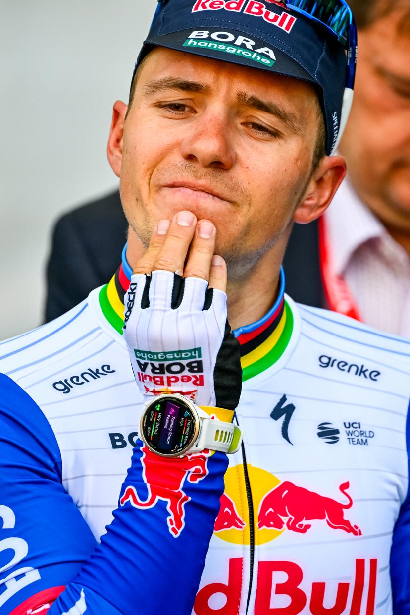 Belgian Remco Evenepoel of Red Bull-BORA-hansgrohe pictured after the men elite race of the Liege-Bastogne-Liege UCI World Tour one day cycling race, 259,5km from Liege, over Bastogne to Liege, Sunday 26 April 2026. BELGA PHOTO MAARTEN STRAETEMANS