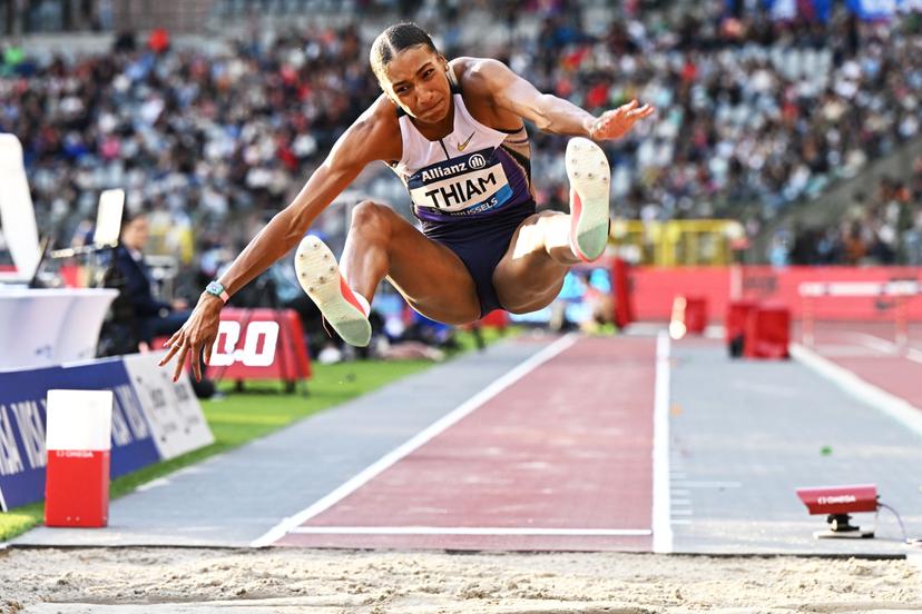 Belgian Nafissatou Nafi Thiam pictured during the women's long jump event at the 49th edition of the Memorial Van Damme Diamond League athletics event in Brussels, Friday 22 August 2025.  BELGA PHOTO DAVID PINTENS
