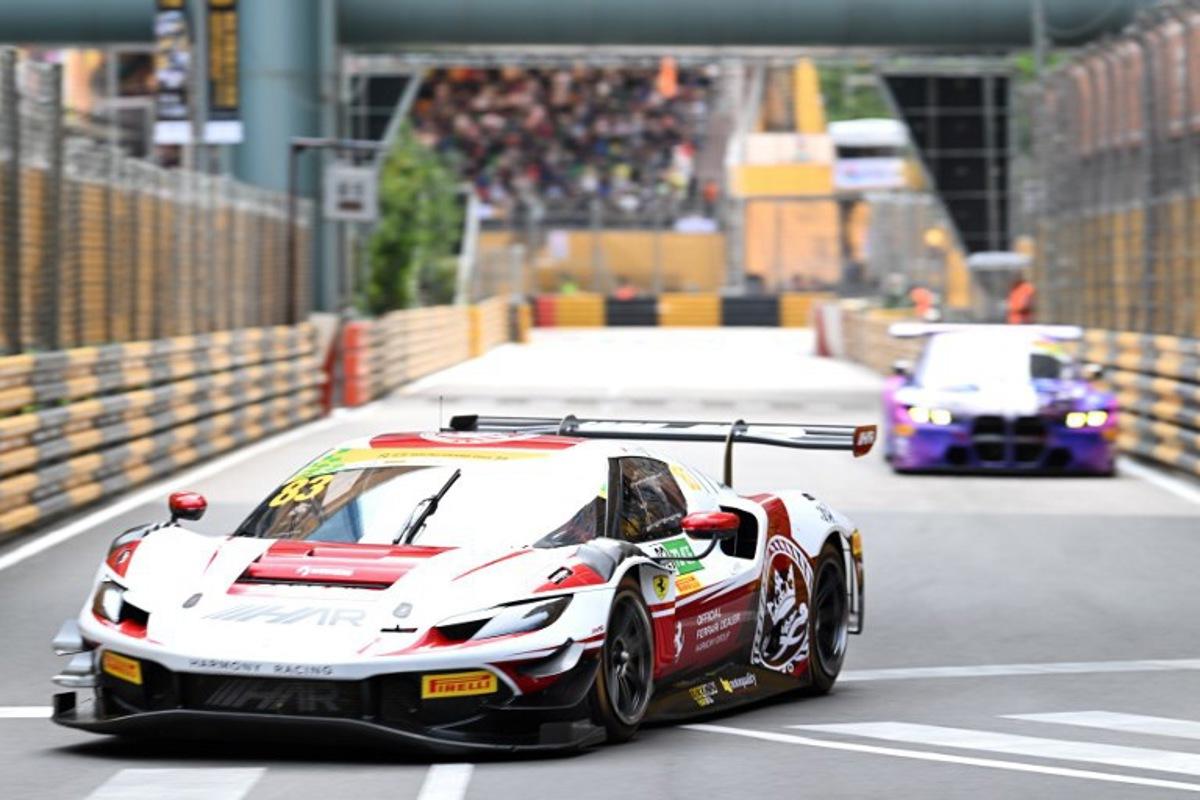 Harmony Racing Chinese driver Ye Yifei drives his Ferrari 296 GT3 in the first practice session of the FIA GT World Cup race during the 72nd Macau Grand Prix in Macau on November 13, 2025.  Peter PARKS / AFP