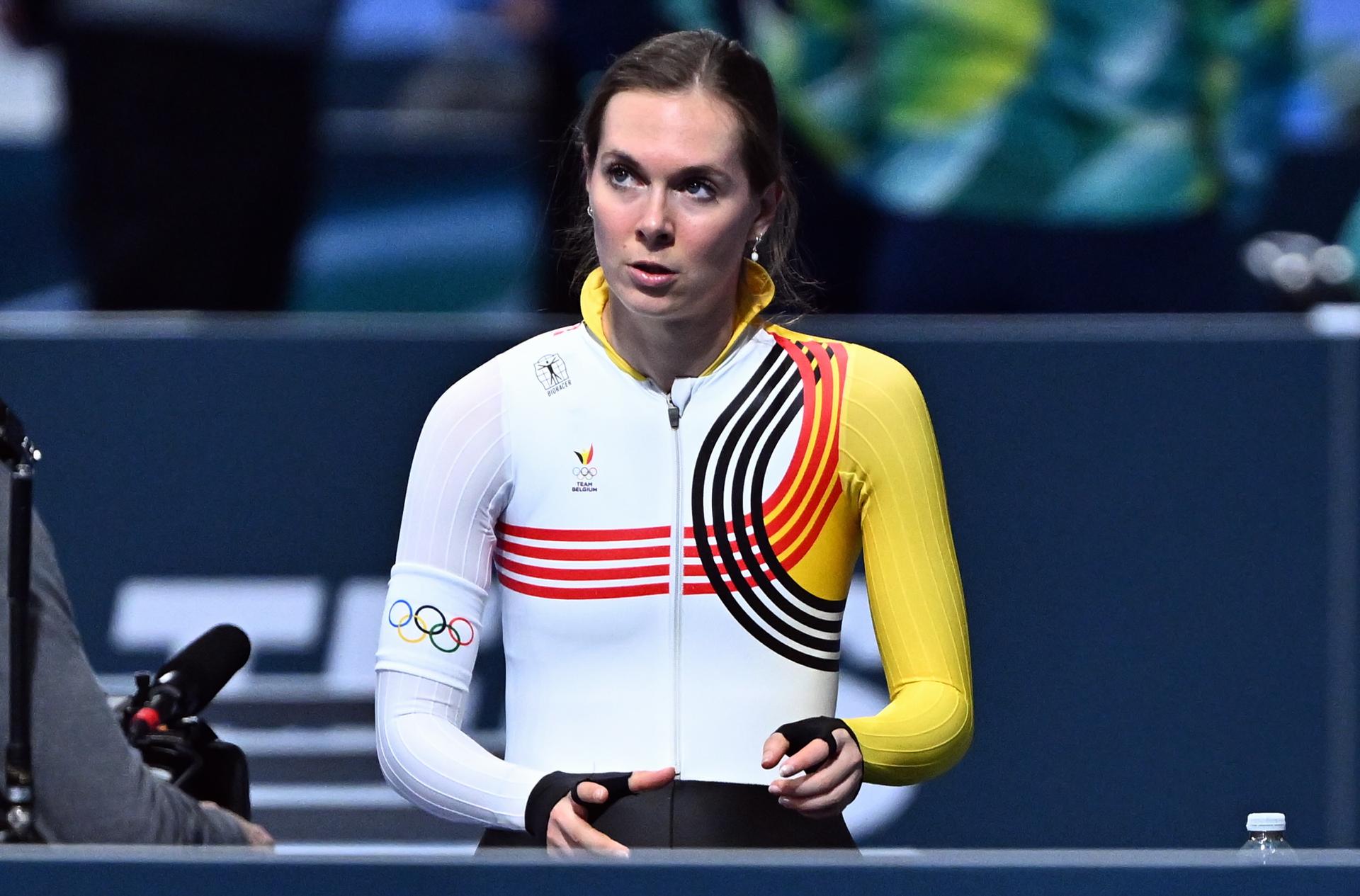 Belgian speed skater Sandrine Tas prepares before the Women's 5000m speed skating race at the Milano Cortina 2026 Olympic Winter Games, on Thursday 12 February 2026 in Milan, Italy. The XXV Winter Olympics take place from 6 to 22 February 2026 in Italy. BELGA PHOTO JASPER JACOBS