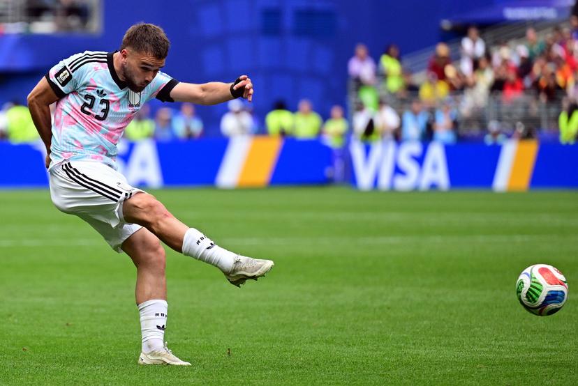 Belgium's Nicolas Raskin kicks the ball during a soccer game between Belgian national team Red Devils and Senegal, on Wednesday 01 July 2026, at the Seattle Field, in Seattle, a 1/16 finals game in the FIFA World Cup 2026. BELGA PHOTO DIRK WAEM