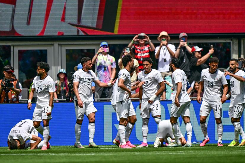 Egypt's players celebrate after scoring during a soccer game between Belgian national team Red Devils and Egypt, on Monday 15 June 2026 in Seattle, the first game in the group stage of the FIFA World Cup 2026 in the United States of America. The Diables Rouges - Rode Duivels were drawn into Group G. BELGA PHOTO DIRK WAEM