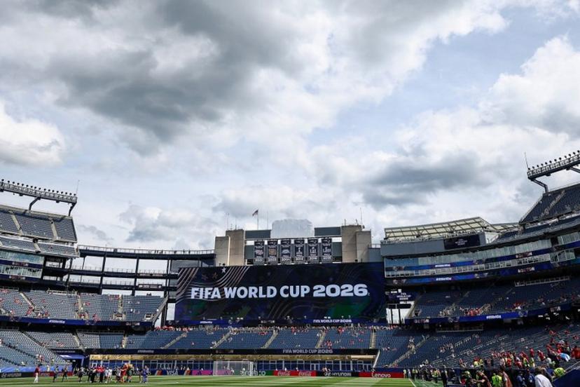 A photo shows the interior of the stadium with a screen displaying the competition name prior to the 2026 World Cup Group C football match between Scotland and Morocco at the Boston Stadium in Foxborough on June 19, 2026.   FRANCK FIFE / AFP