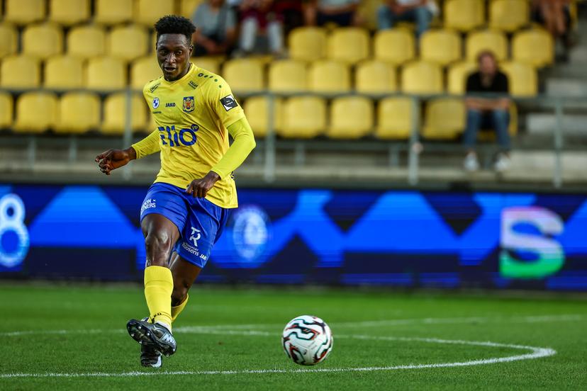 Beveren's Abdoul Aziz Ouedraogo pictured in action during a soccer game between SK Beveren and Jong Genk, Friday 15 August 2025 in Beveren, on day 2 of the 2025-2026 'Challenger Pro League' 1B second division of the Belgian championship. BELGA PHOTO DAVID PINTENS