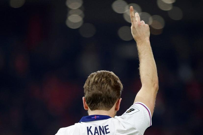 England's striker #09 Harry Kane reacts during the FIFA World Cup 2026 European qualification football match between Albania and England at the "Air Albania" stadium in Tirana, on November 16, 2025.  Adnan Beci / AFP