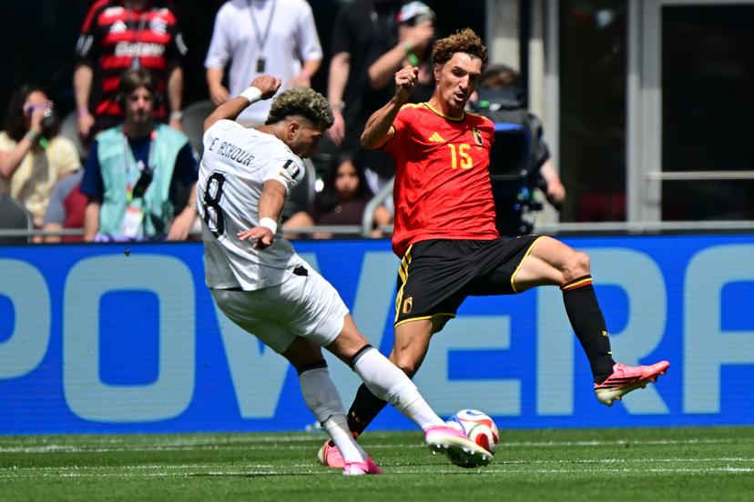 Egypt's Emam Ashour scores a goal during a soccer game between Belgian national team Red Devils and Egypt, on Monday 15 June 2026 in Seattle, the first game in the group stage of the FIFA World Cup 2026 in the United States of America. The Diables Rouges - Rode Duivels were drawn into Group G. BELGA PHOTO DIRK WAEM